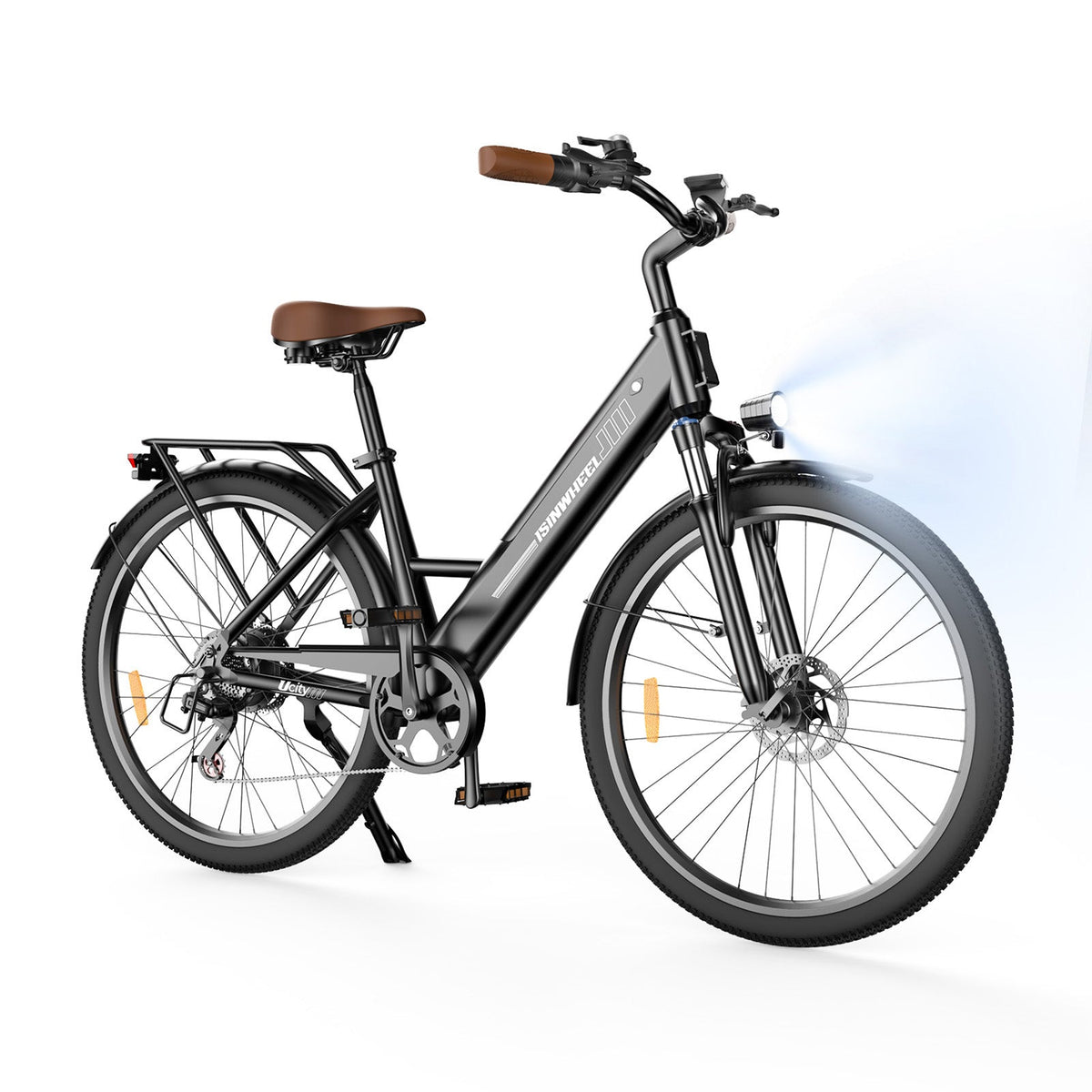 isinwheel UCity/U4 Electric Commuter Cruiser Bike - Black / 1