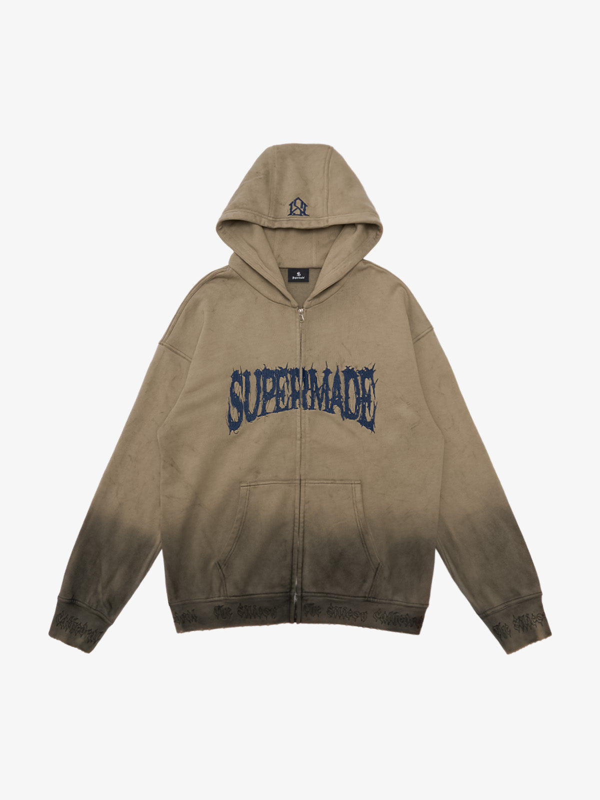 SUPERMADE Thorn Embroidery Zip Hoodie - Sand Color / M