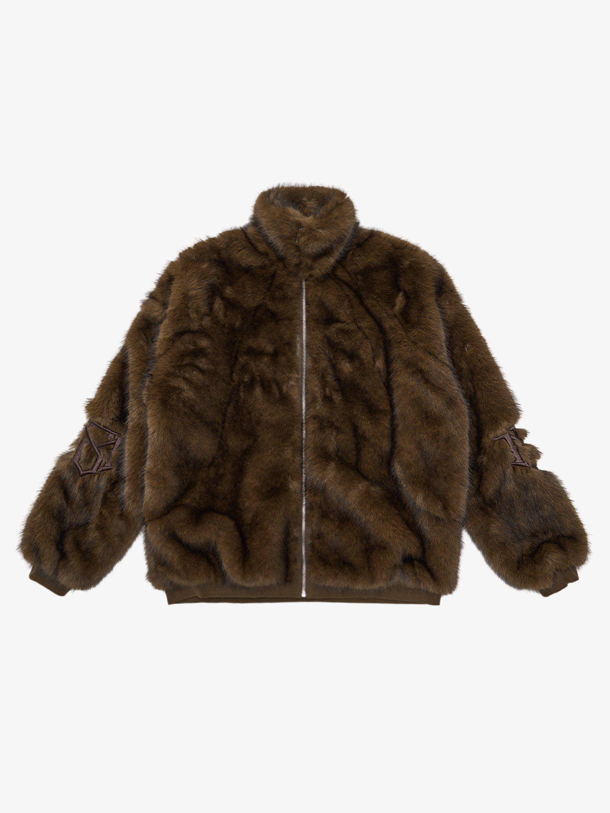 Supermade Embroidered Fur Jacket - 2486 - Brown / M