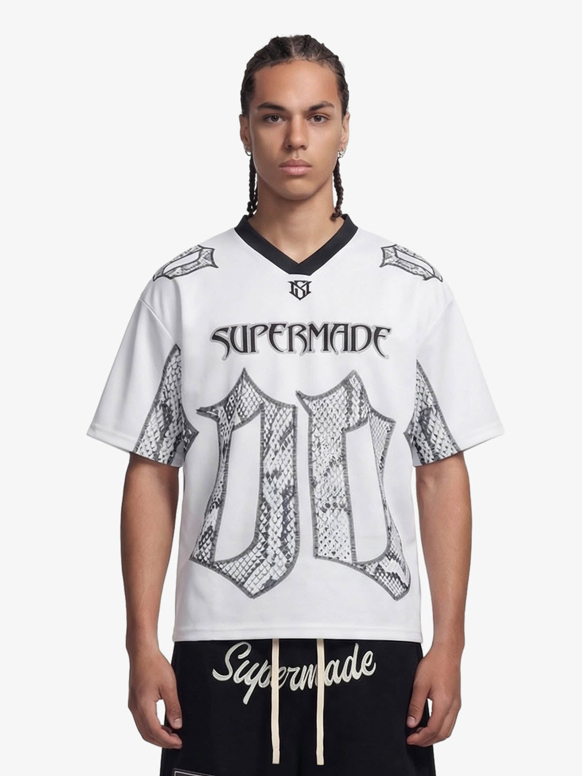 Jersey Style Snake Print T-Shirt - 2418 - White / S