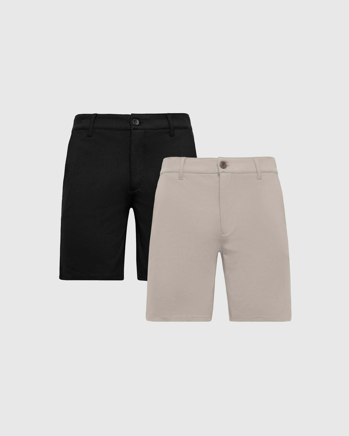 True Classic 9" Black & Sandstone Comfort Knit Chino Shorts 2-Pack | 34