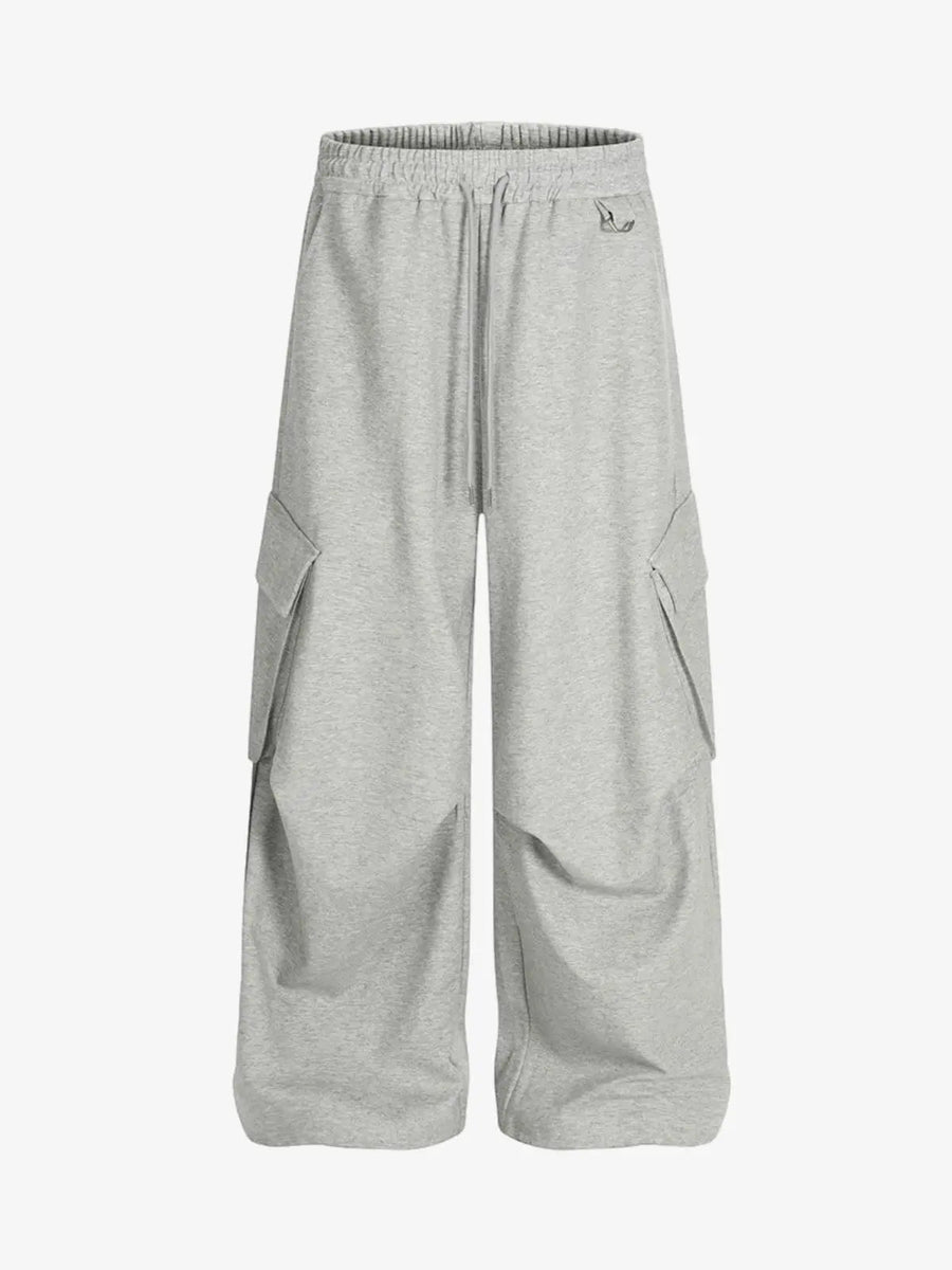 Wrinkled Detail Multi-Pocket Cargo Sweatpants - Flower Ash / S