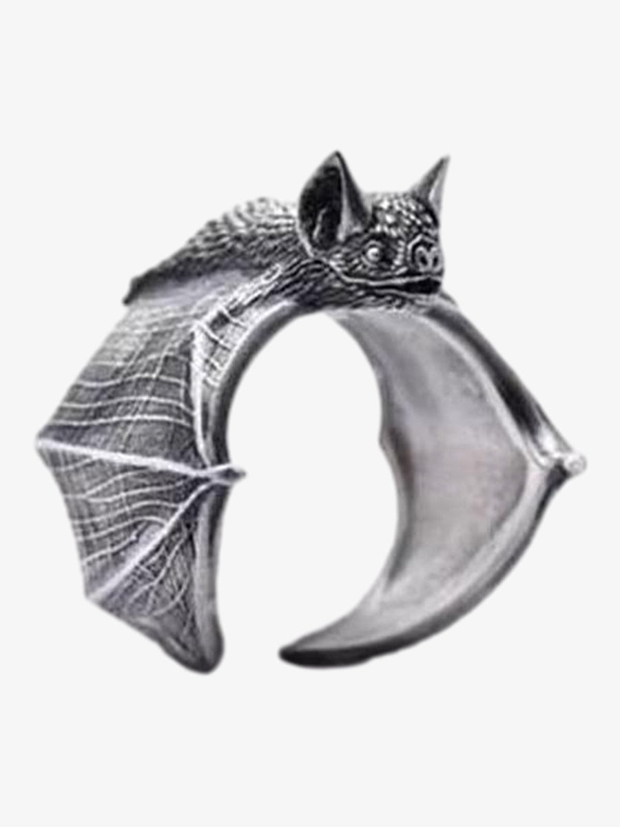 Gothic Bat Open Ring - Silver Gray / Opening adjustable