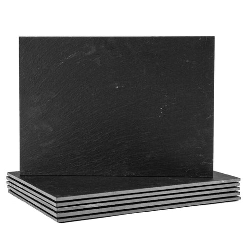 35cm x 25cm Black Rectangle Linea Slate Placemats - Pack of Six