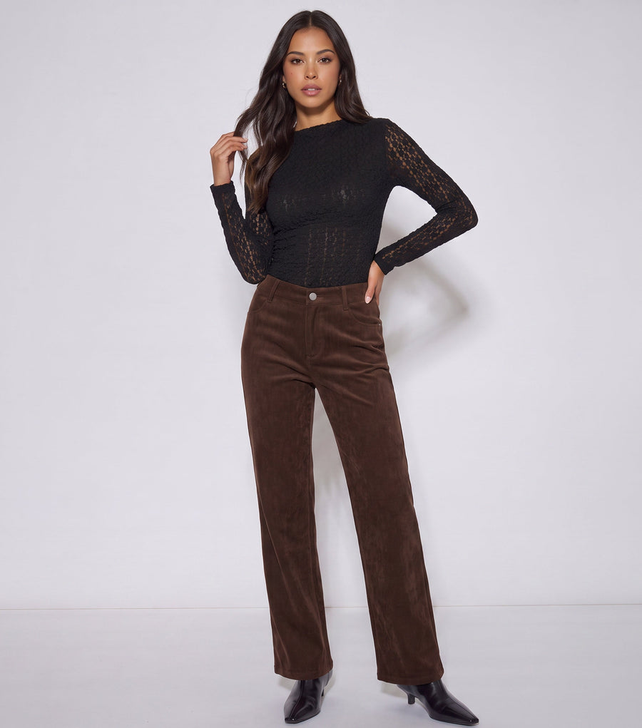 Brown Cord Straight Leg Trousers