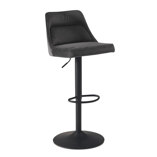 FineBuy Barhocker Samt Hocker mit Lehne 86 - 106 cm, Küchenhocker Höhenverstellbar Modern 100 kg, Design Barstuhl Tresenhocker mit Metall-Trompetenfuß