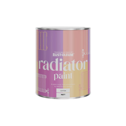 Rust-Oleum White Matt Radiator Paint - Cotton 750ml