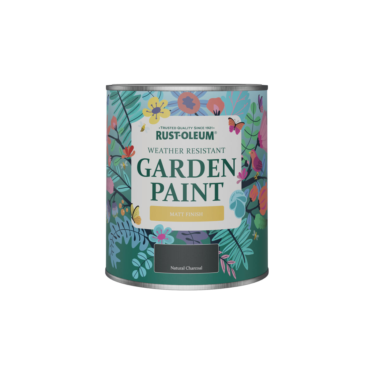 Rust-Oleum Black Matt Finish Garden Paint - Natural Charcoal 750ml