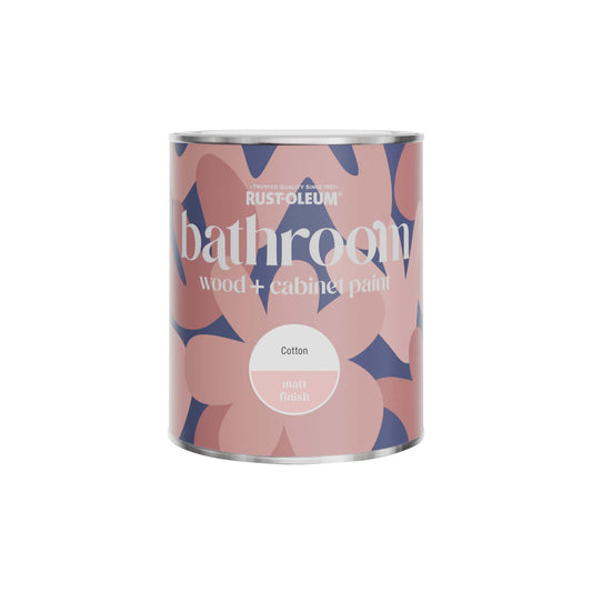 Rust-Oleum White Matt Bathroom Wood & Cabinet Paint - Cotton 750ml