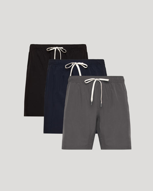 True Classic 9" Active Quick Dry Shorts 3-Pack | Cotton Blend | Athletic Cut | Small