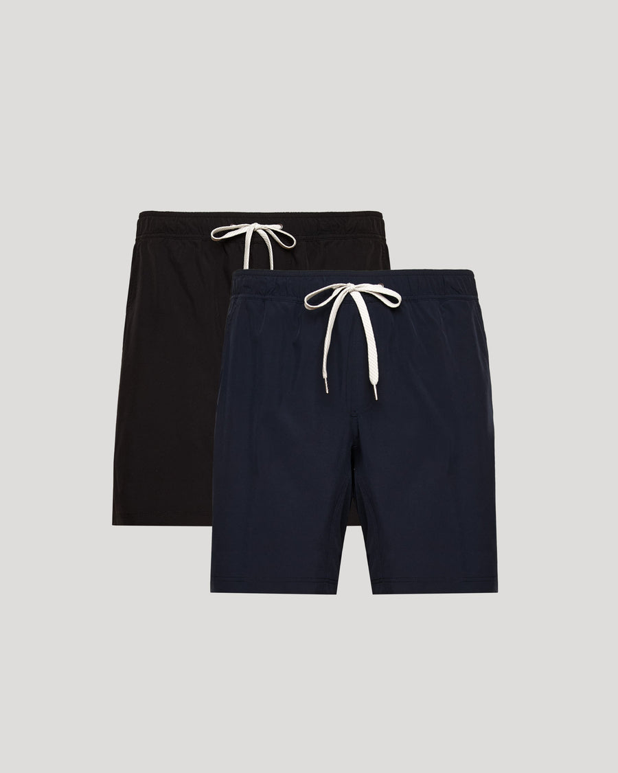 True Classic 9" Black & Navy Blue Active Quick Dry Shorts 2-Pack | Cotton Blend | Athletic Cut | Small