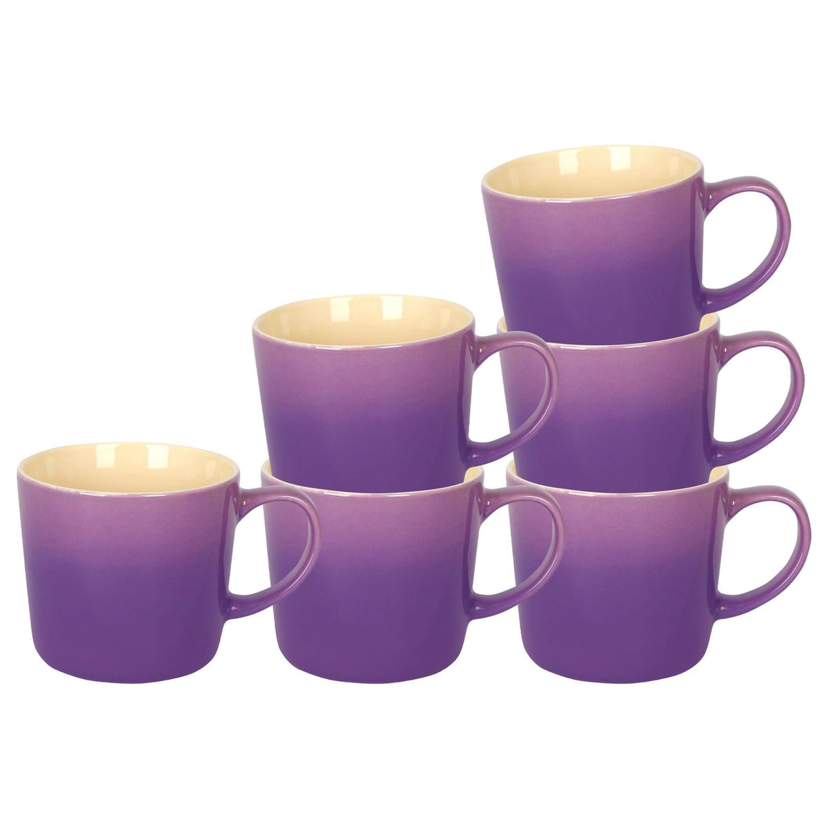 330ml Purple New Bone China Ombre Mugs - Pack of Six