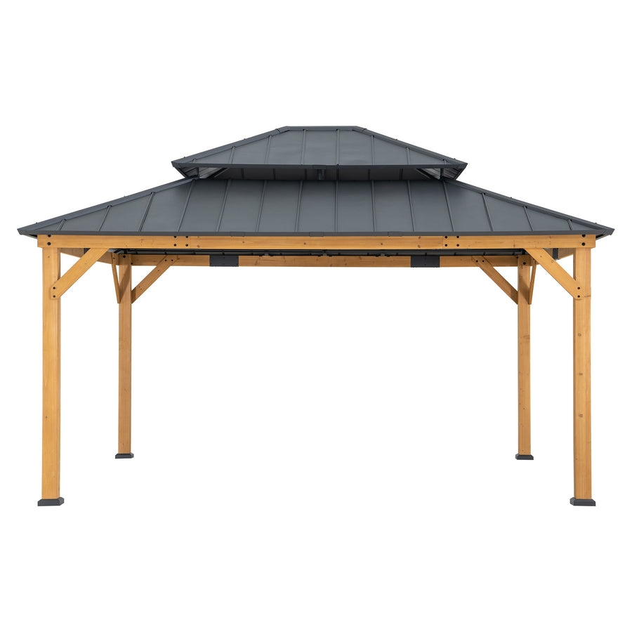 TRIVOR Full-Enclosure Cedar Wood Gazebo 390cm x 450cm