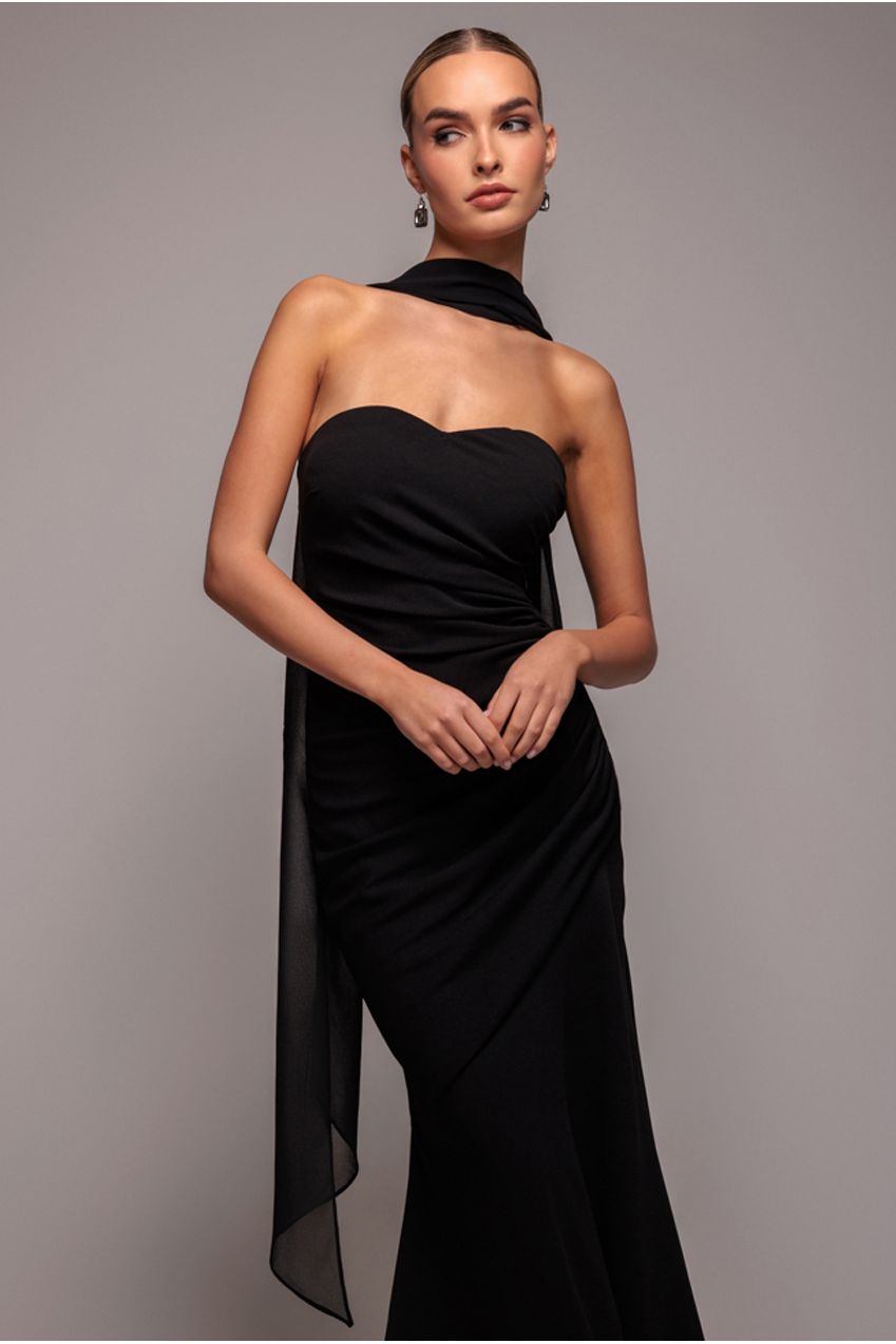 Chiffon Scarf - Black by Goddiva