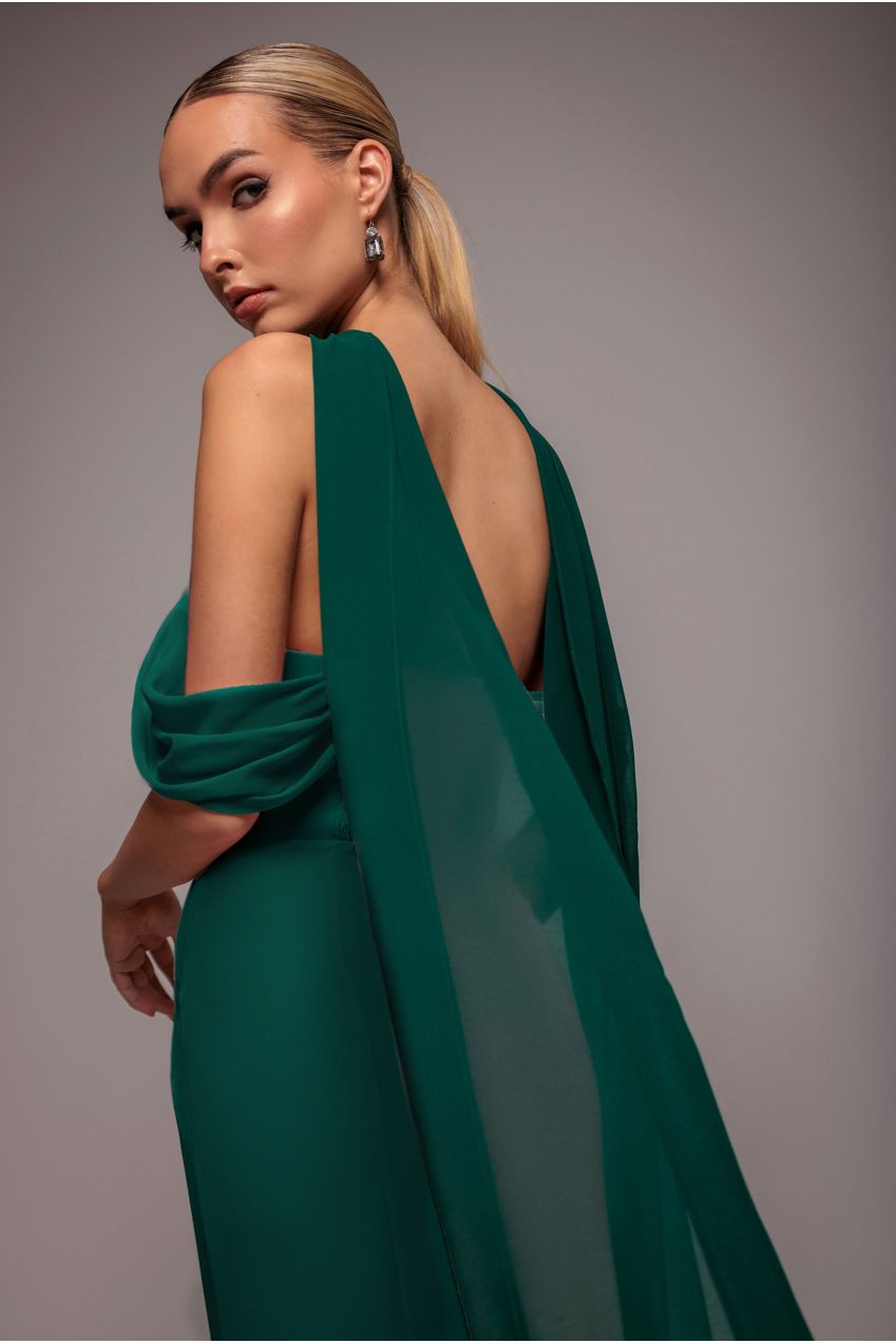 Chiffon Scarf - Emerald Green by Goddiva