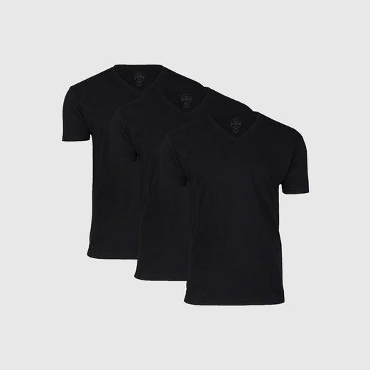 True Classic Black Classic 3-Pack V-Neck T-Shirts | Cotton Blend | Athletic Cut | Small