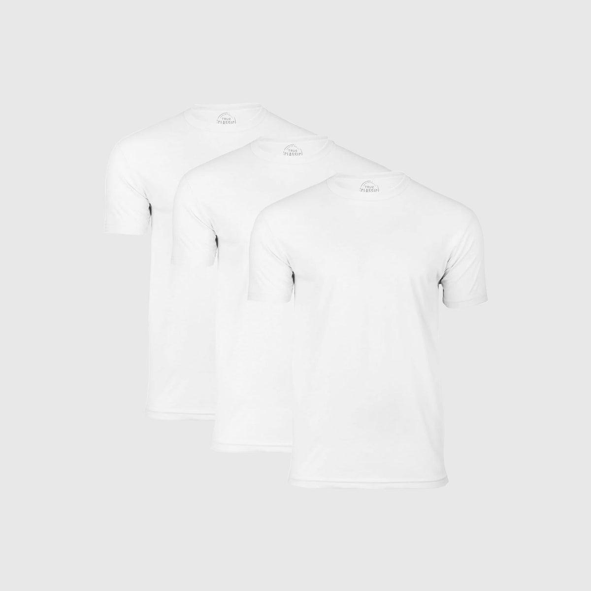 True Classic White Classic Crew Neck T-Shirt 3-Pack | Cotton Blend | Athletic Cut | Small