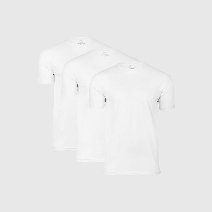 True Classic White Classic Crew Neck T-Shirt 3-Pack | Cotton Blend | Athletic Cut | Small