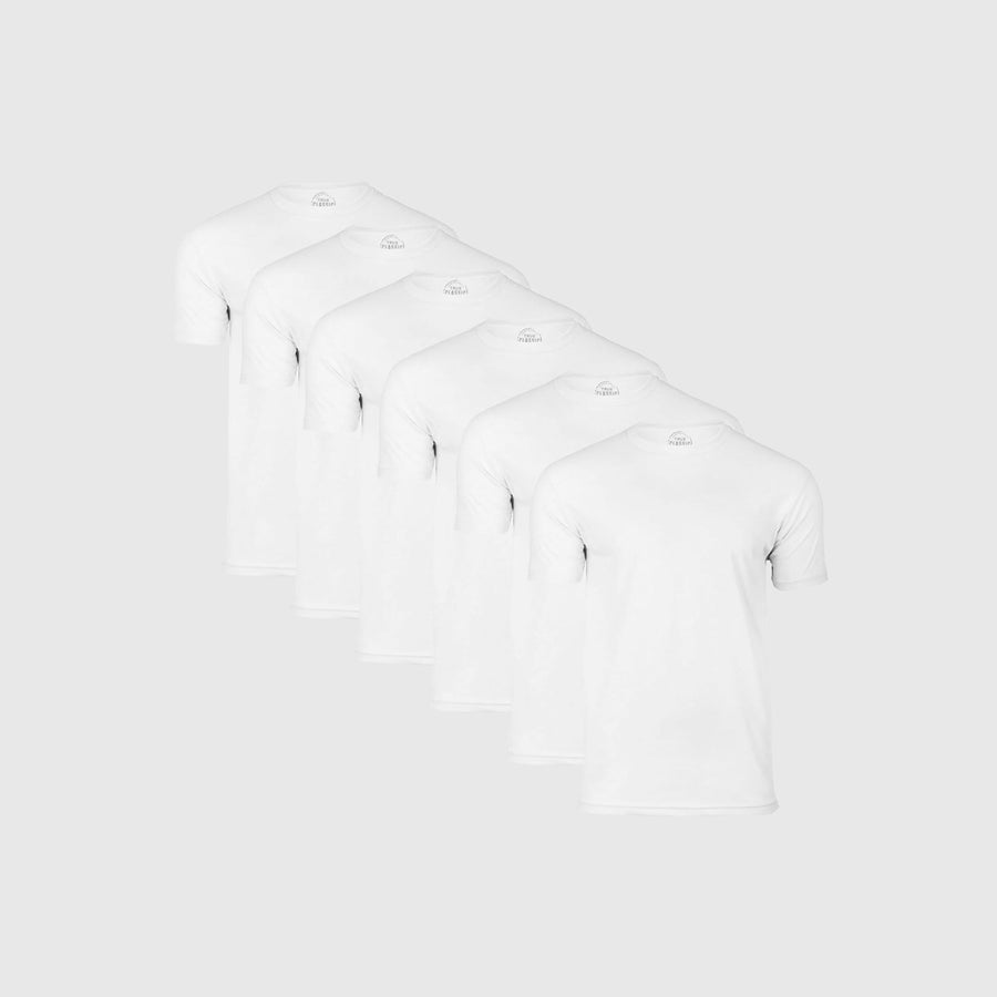 True Classic White Classic Crew Neck T-Shirt 6-Pack | Cotton Blend | Athletic Cut | Small