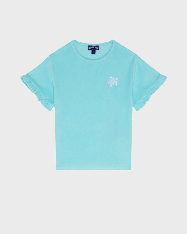 Vilebrequin - Girls Terry T-shirt Embroidered Turtle - Tee Shirt - Gally - Blue - Size 14