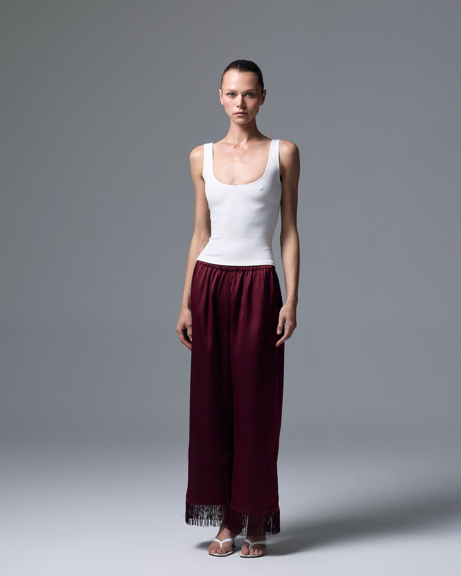 Rowe Satin Fringe Pants - XS