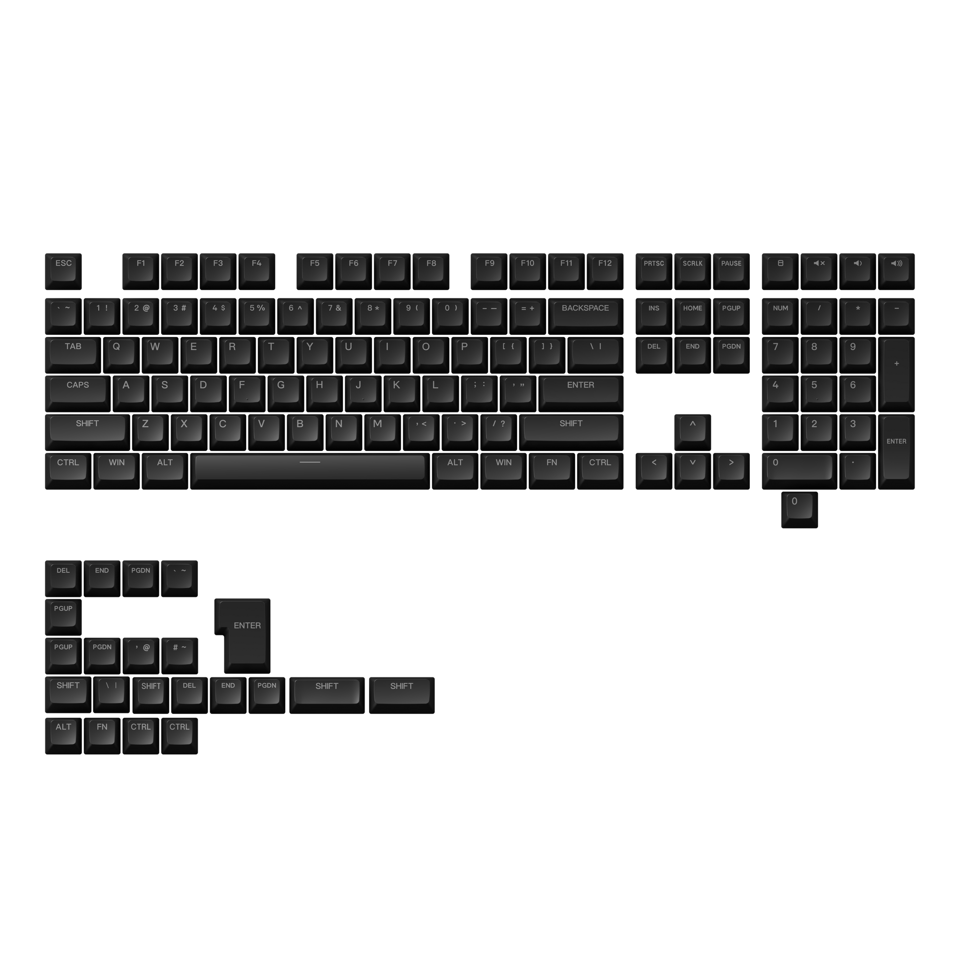 ASA Shine-Through Keycap Set (131-Key) - Black