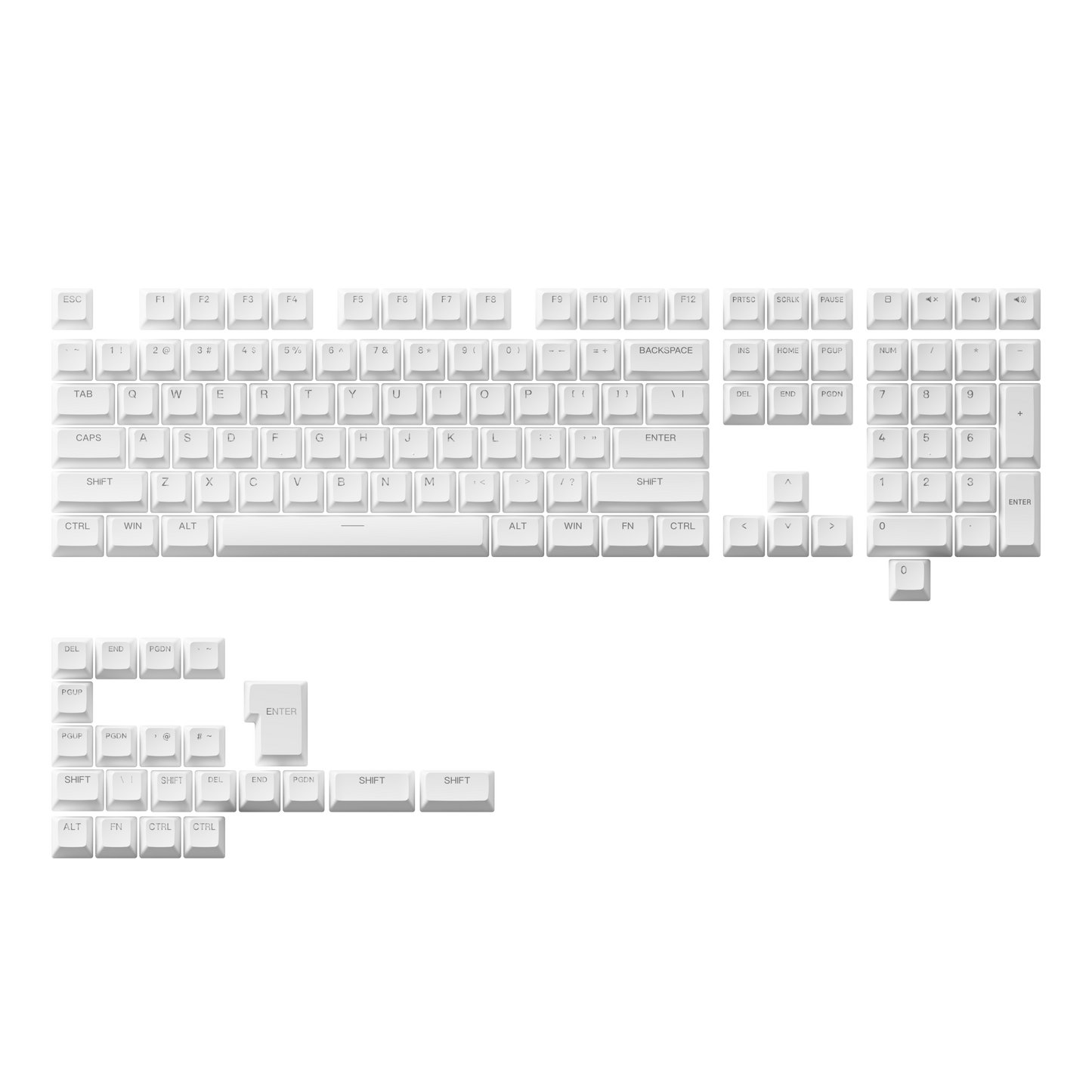 ASA Shine-Through Keycap Set (131-Key) - White