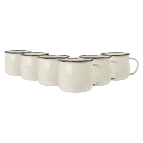 375ml Pastel Enamel Belly Mugs - Pack of Six - Cream
