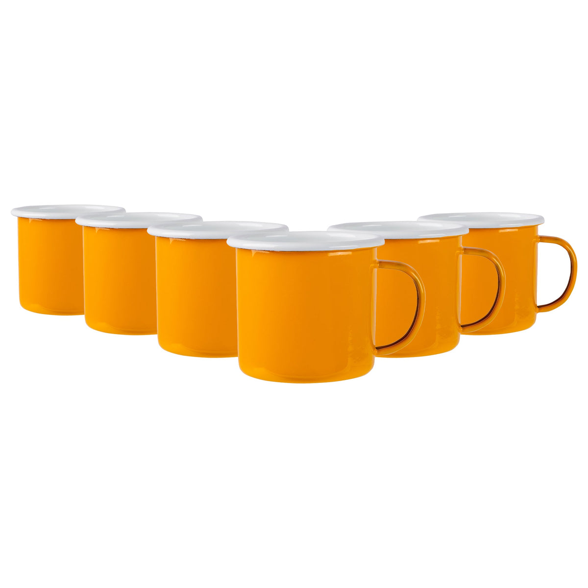 375ml Coloured Enamel Mugs - Pack of Six - Yellow