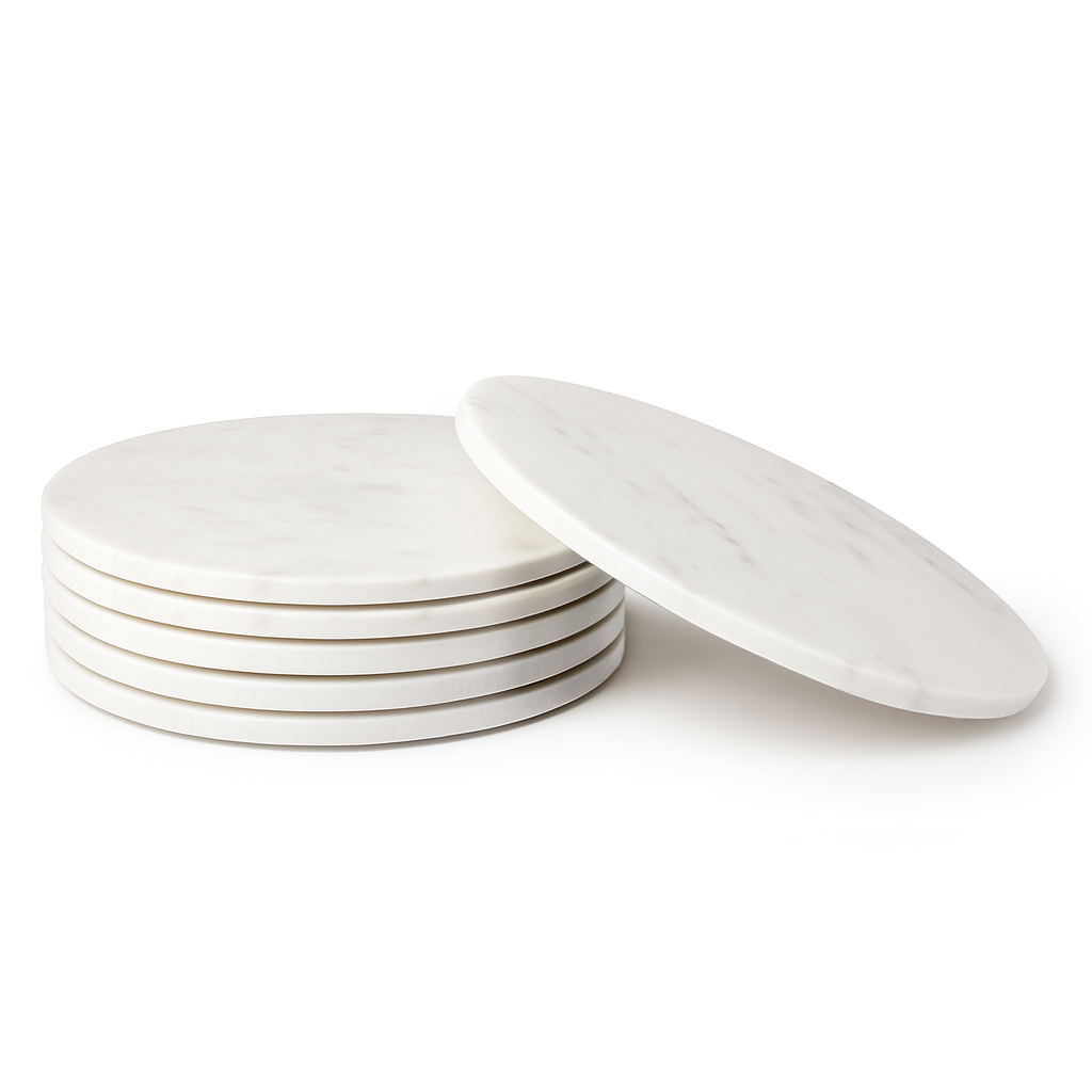 Round Marble Placemats - 30cm - Pack of Six - White
