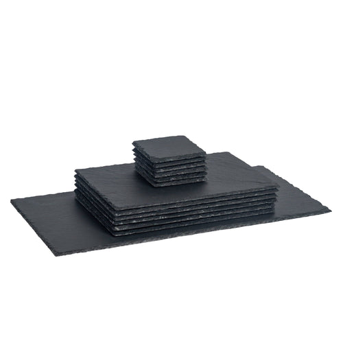 13pc Black Rectangle Slate Placemats Set