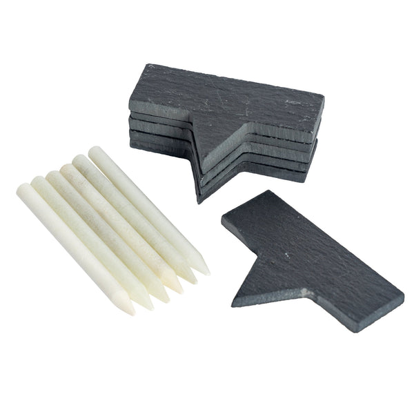 6pc Slate Plant Markers Set with Chalk Pencils
