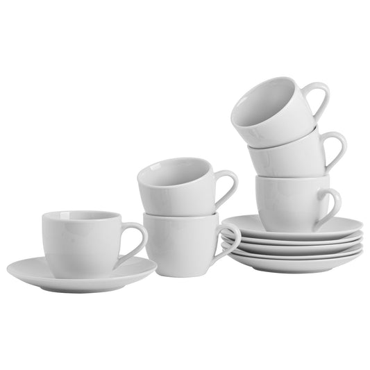 200ml White China Teacups & Saucers - 6 Sets