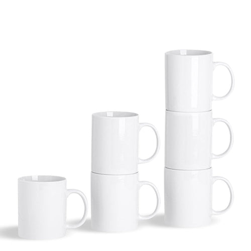285ml White China Coffee Mugs - Pack of Six