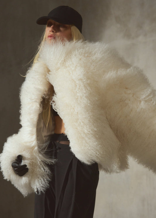 CROPPED MONGOLIAN - Ivory - XS/S