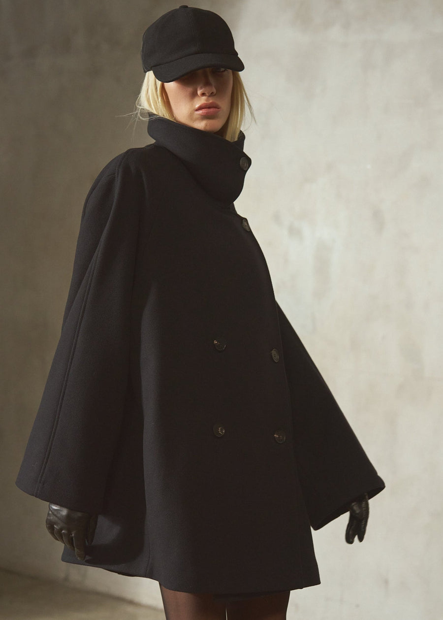 ITALIAN WOOL PEACOAT – Noir - L