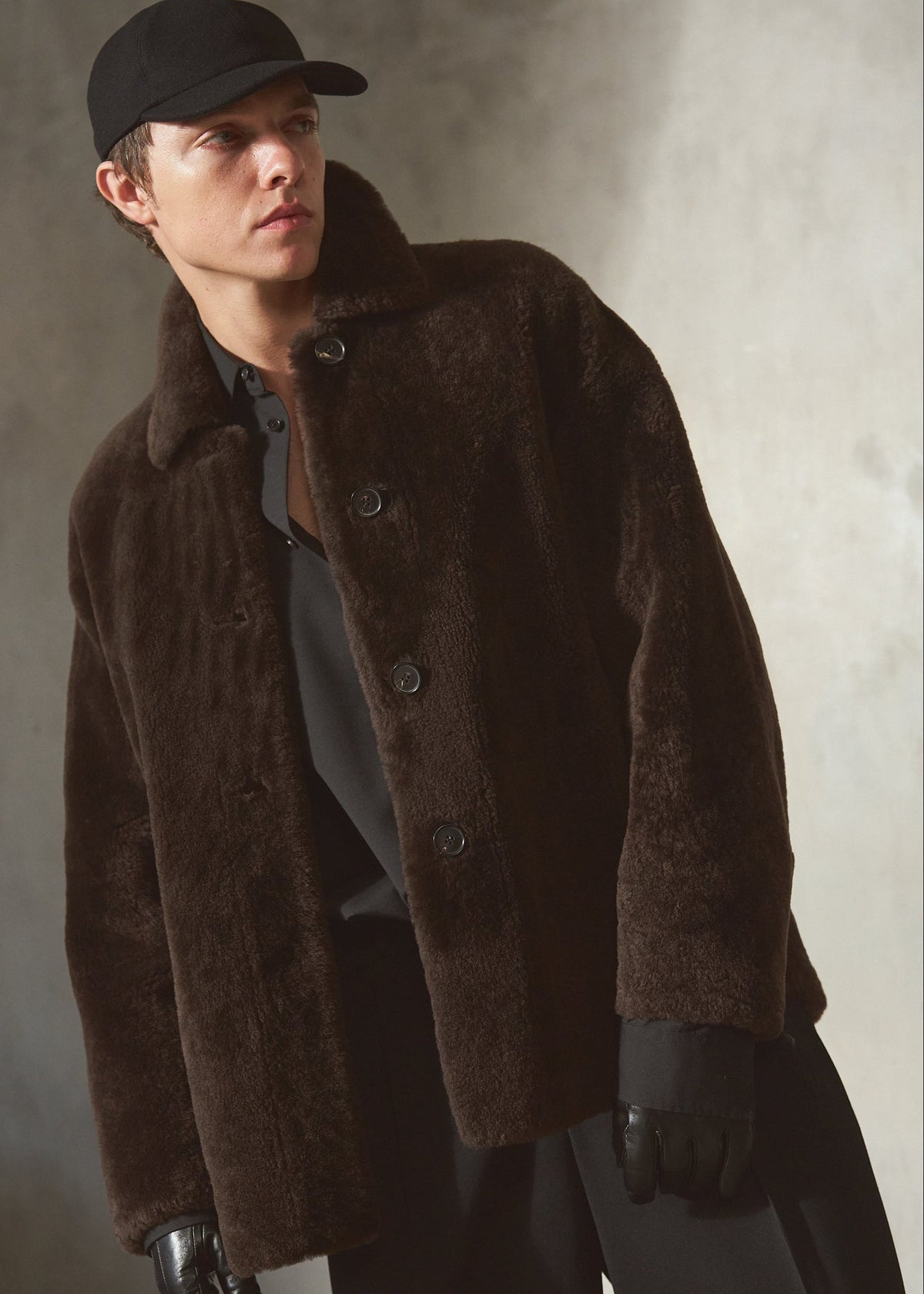 SHEARLING SHIRT JACKET - Espresso - M