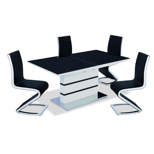 Spencer High Gloss Extendable Dining Table & 4 Dining Chairs Set