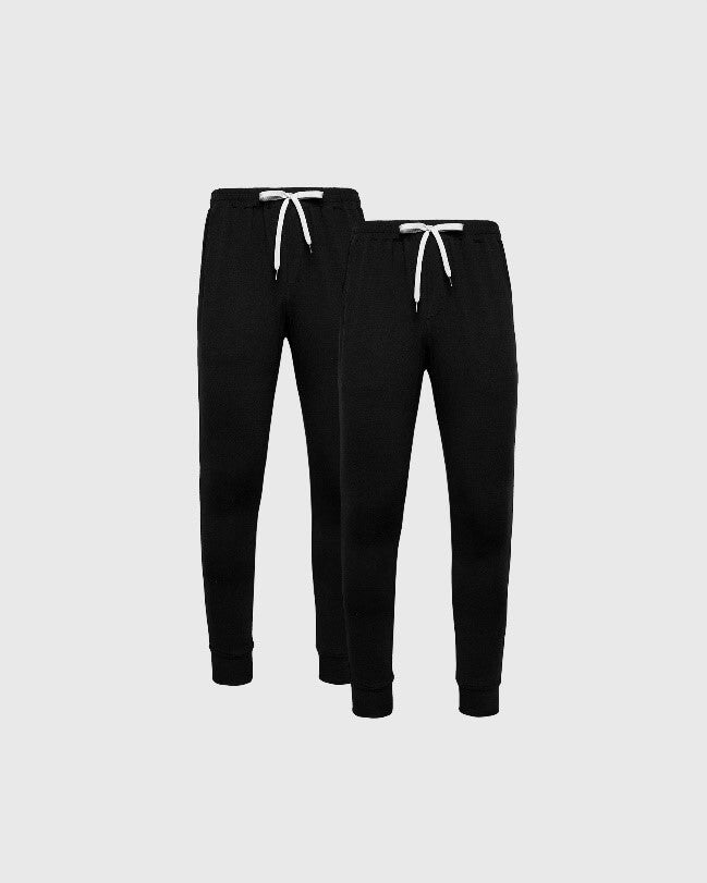 True Classic All Black Active Jogger Pants 2-Pack | Cotton Blend | Athletic Cut | Small