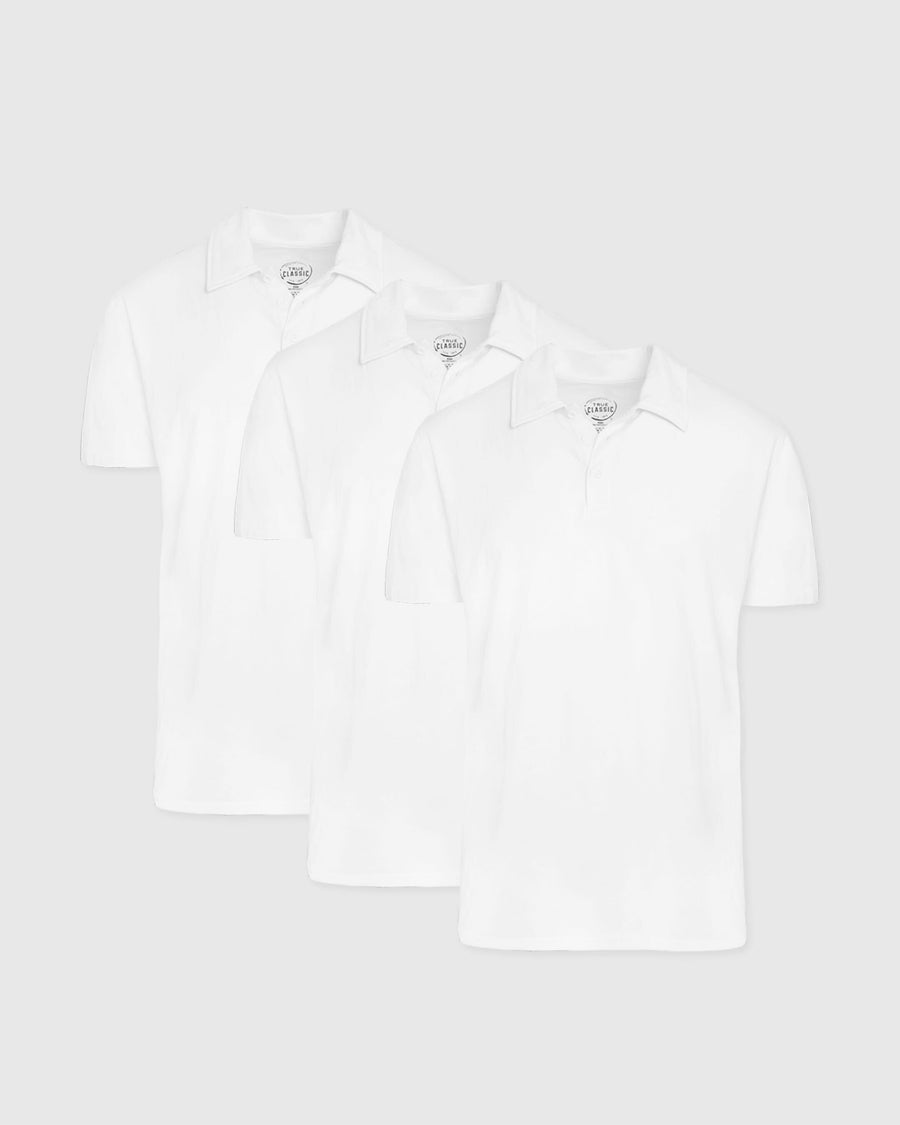 True Classic White Classic Polo Shirt 3-Pack | Cotton Blend | Athletic Cut | Small