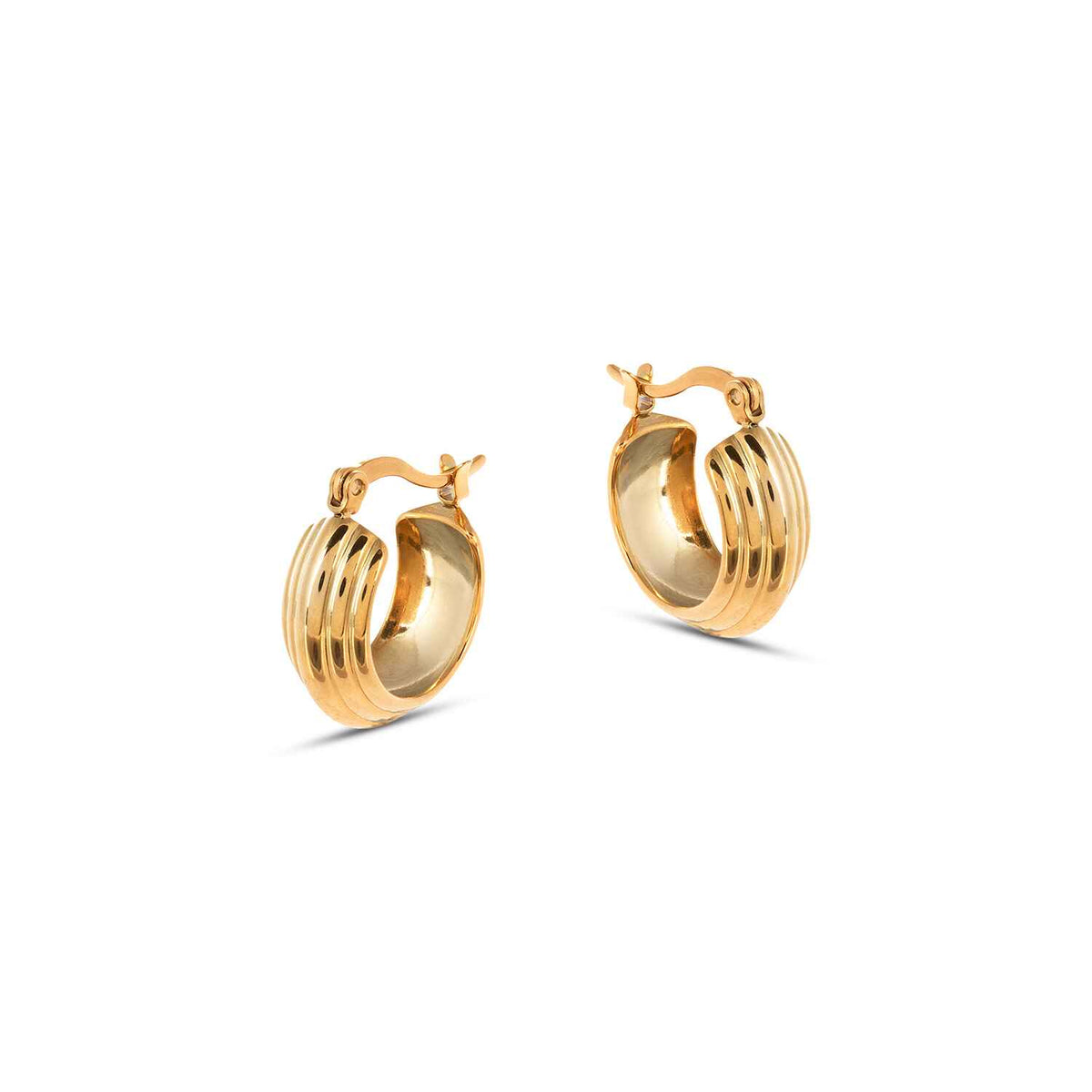 Lola Mini Ridge Gold Hoop Earrings