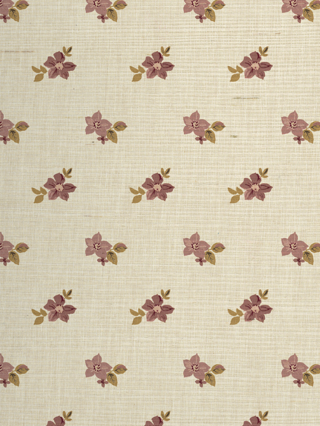 'Anna Floral' Grasscloth Wallpaper by Nathan Turner - Mustard Pink - Grasscloth Roll - Sample