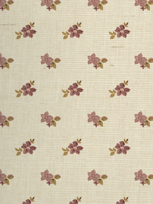 'Anna Floral' Grasscloth Wallpaper by Nathan Turner - Mustard Pink - Grasscloth Roll - Sample