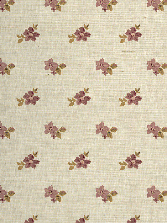 'Anna Floral' Grasscloth Wallpaper by Nathan Turner - Mustard Pink - Grasscloth Roll - Sample