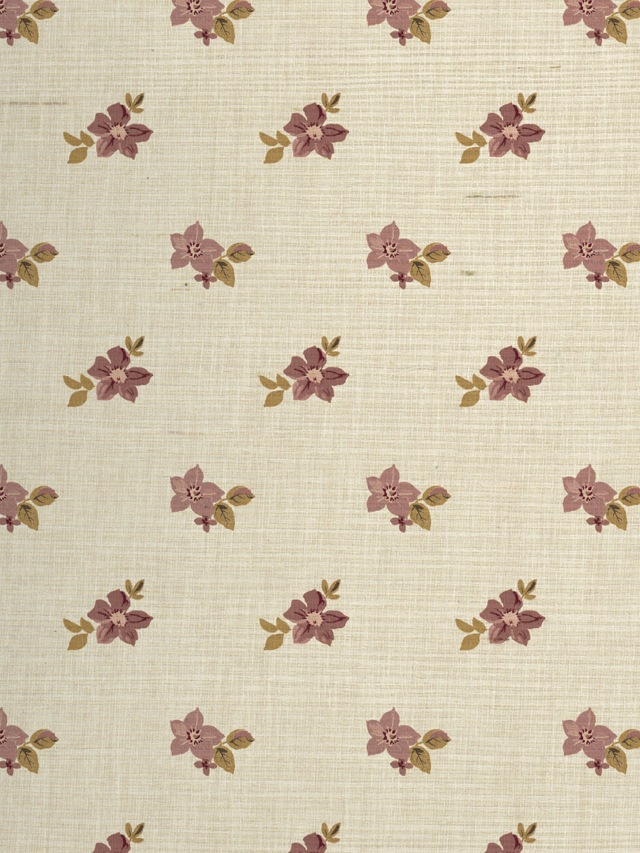 'Anna Floral' Grasscloth Wallpaper by Nathan Turner - Mustard Pink - Grasscloth Roll - Sample