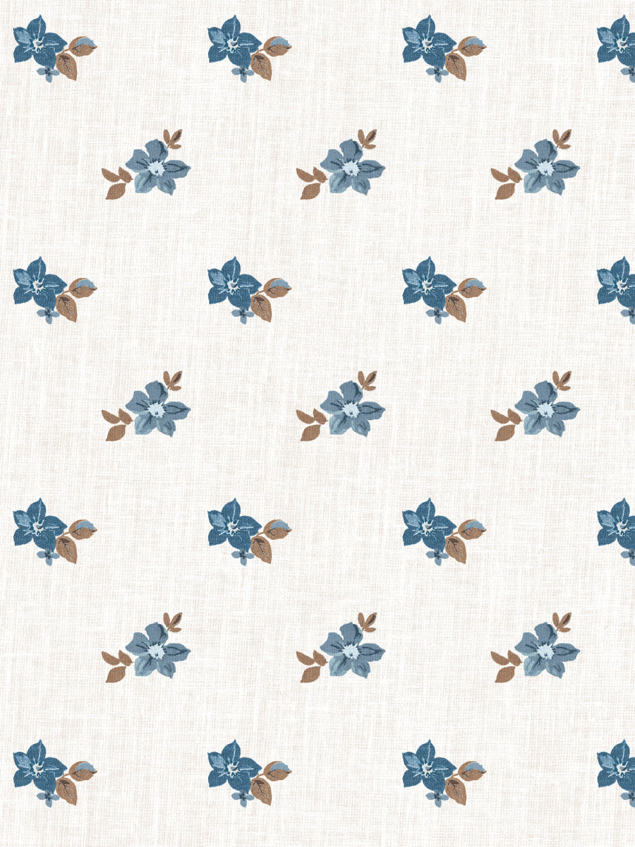 'Anna Floral' Wallpaper by Nathan Turner - Blue Brown - Removable / 26 in. x 4.5 ft.