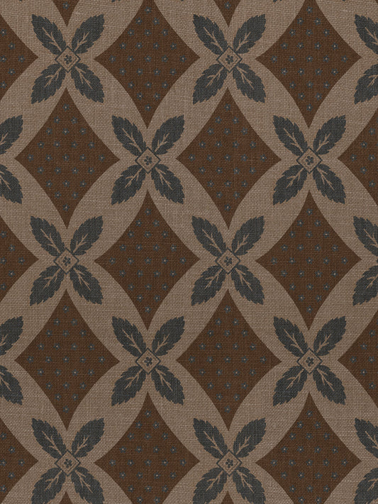 'Arthur' Burlap Wallpaper by Nathan Turner - Blue on Brown - Burlap Roll