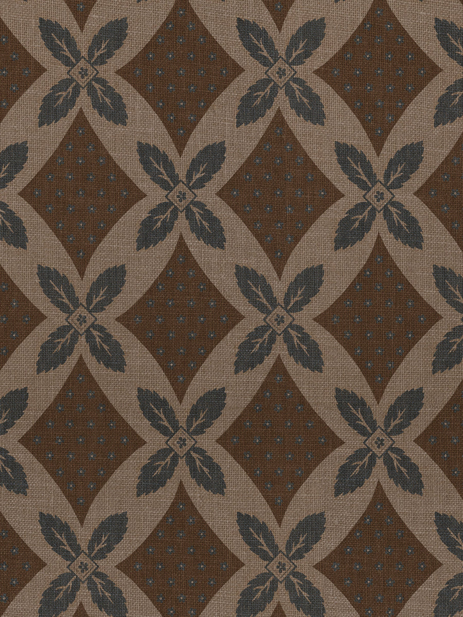 'Arthur' Burlap Wallpaper by Nathan Turner - Blue on Brown - Burlap Roll