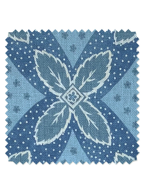 Arthur' Linen Fabric by Nathan Turner - Blue on Blue - LINEN / YARD