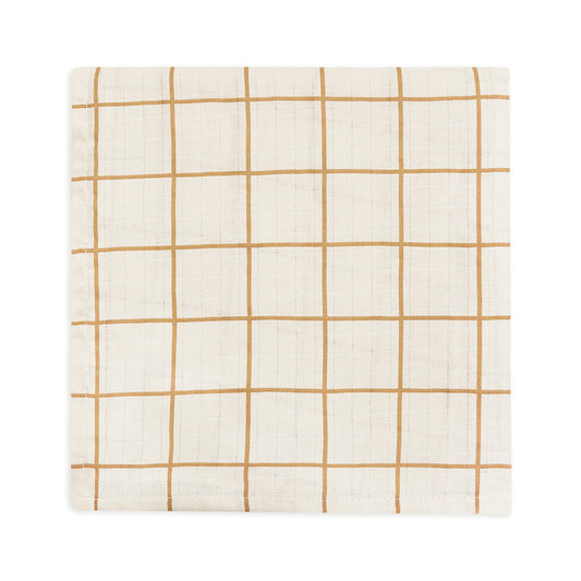 Organic Baby Muslin Swaddle - Window Pane, Off-white